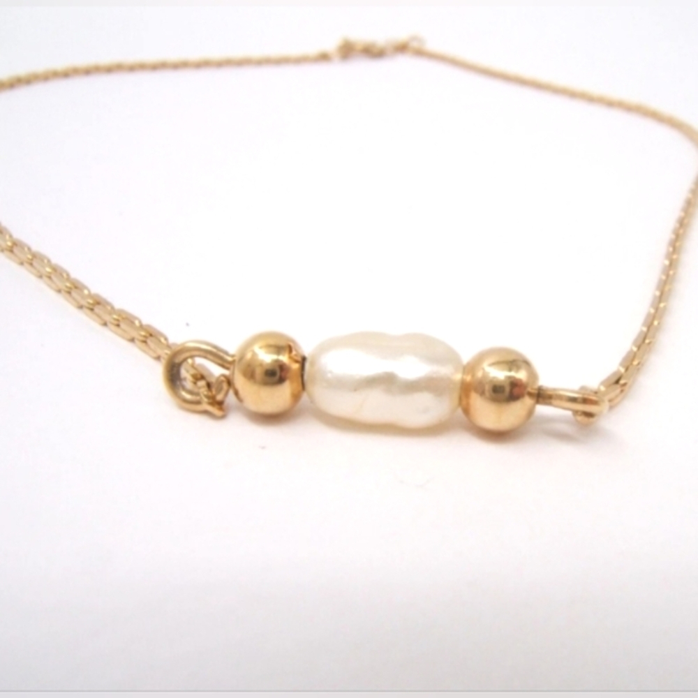 Avon Vintage Goldtone Faux Pearl Anklet OS - Picture 3 of 8